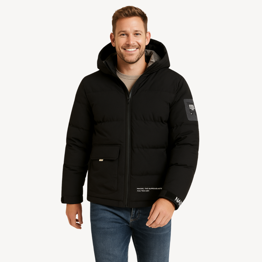 Men's Puffer Jacket with Hood and Pockets | Altivaro