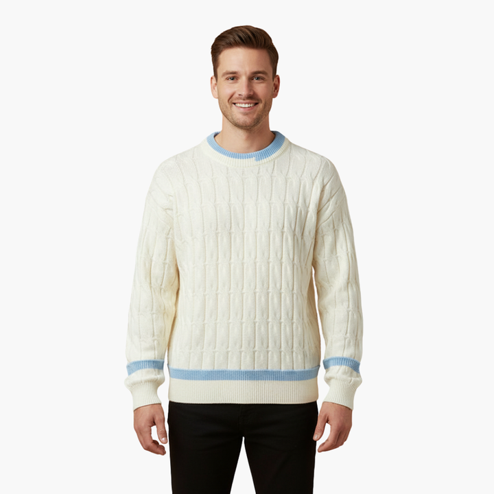 Maglione Uomo in Maglia Intrecciata con Dettagli a Contrasto | Altivaro