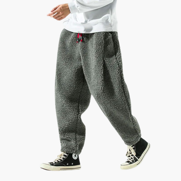 Pantaloni Uomo in Pile con Fascia Rossa | Altivaro