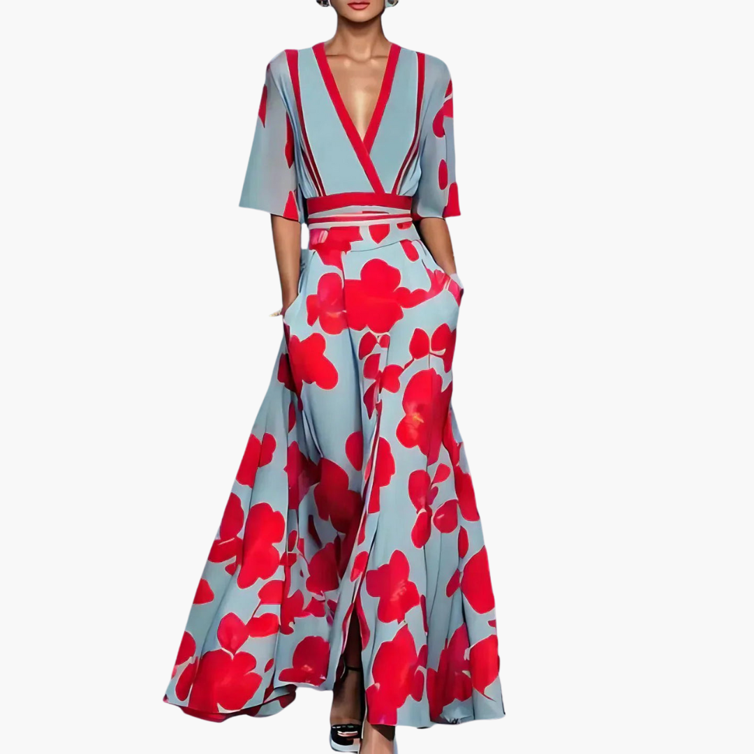 Elegant Long Dress for Women with V-Neck | Altivaro