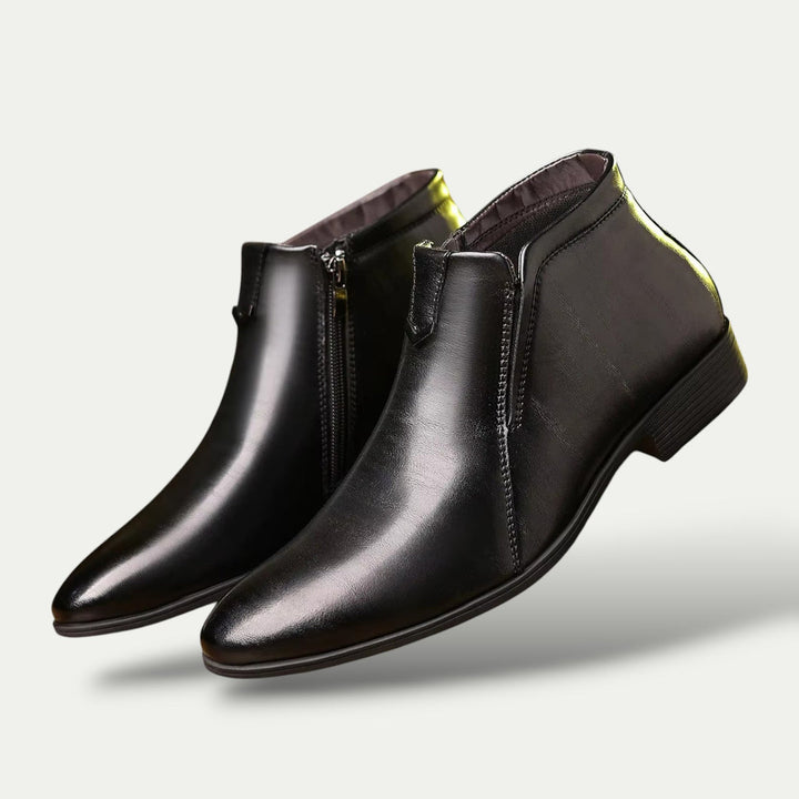 Elegant Men's Leather Ankle Boots Orthopedic with Zip | Altivaro