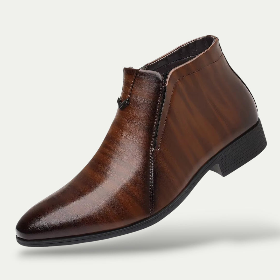 Elegant Men's Leather Ankle Boots Orthopedic with Zip | Altivaro