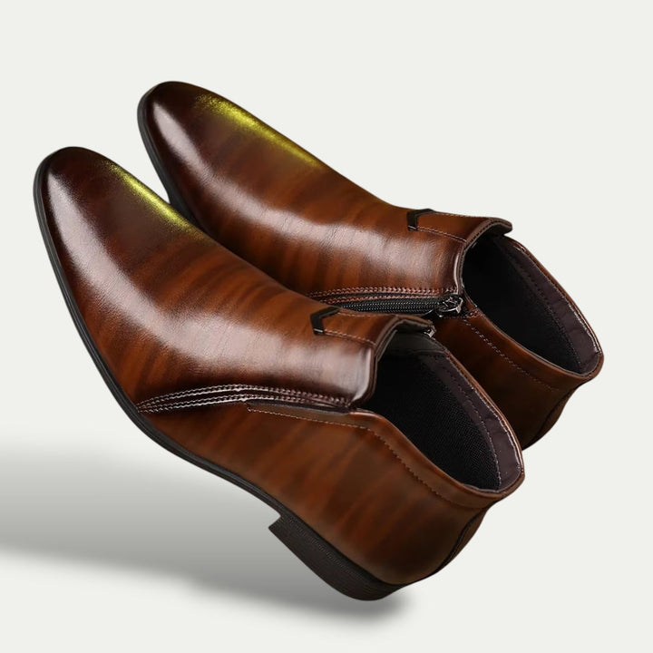 Elegant Men's Leather Ankle Boots Orthopedic with Zip | Altivaro