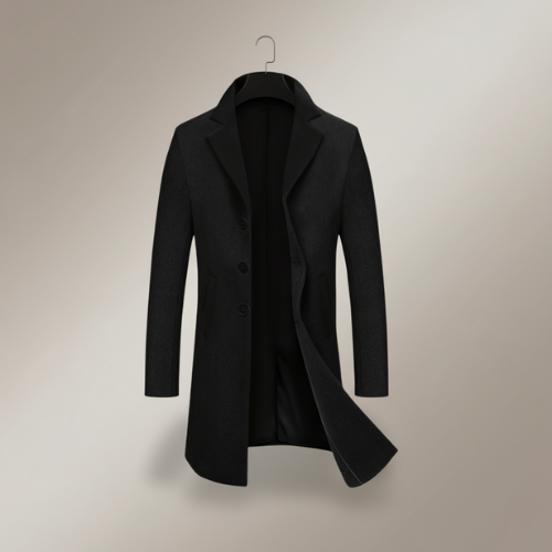 Black Men's Coat with Buttons | Altivaro