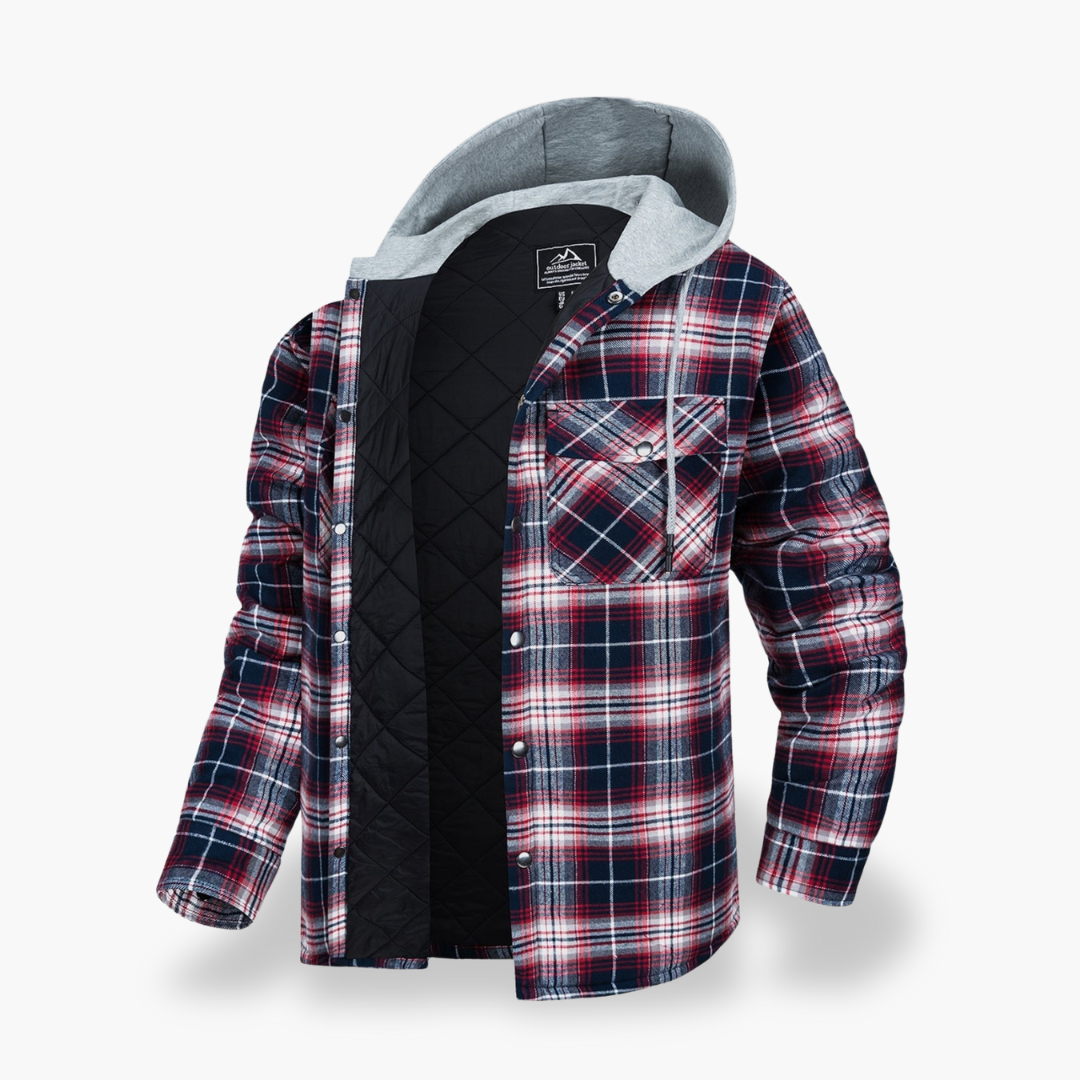 Men's Winter Plaid Jacket Lined with Hood | Altivaro