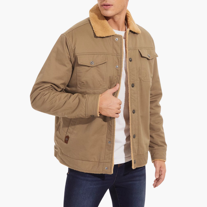 Men's Fleece Jacket with Multifunction Pockets and Sherpa Collar | Altivaro