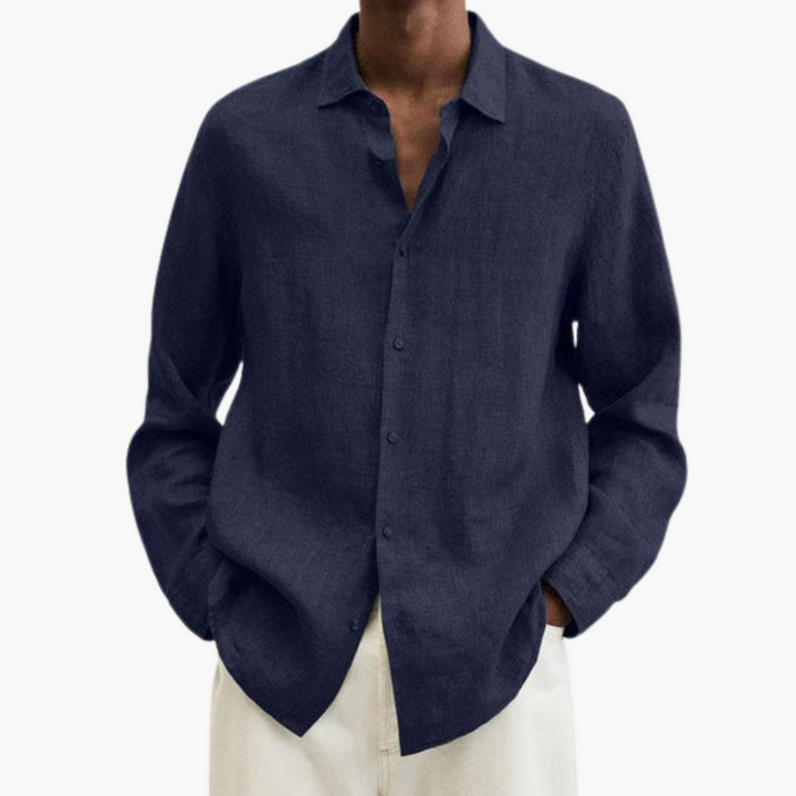 Camicia lino uomo manica lunga slim fit estiva | Altivaro