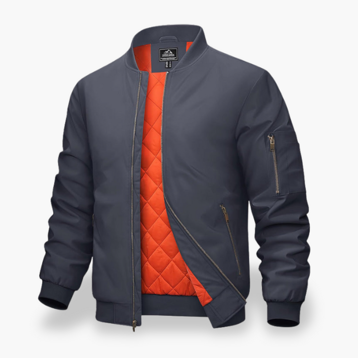 Men's Bomber Jacket with Quilted Lining and Zip Pockets | Altivaro