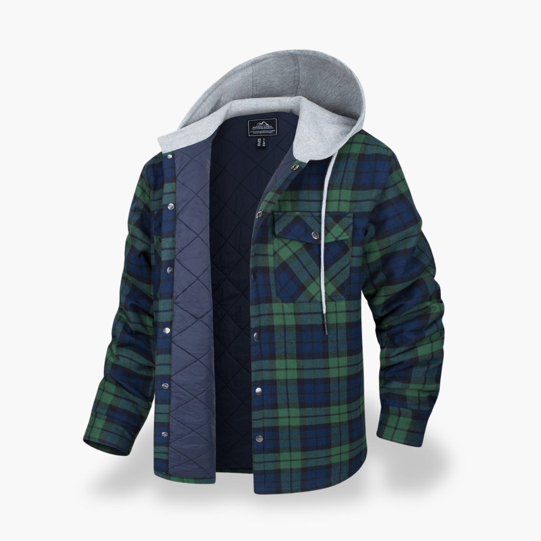 Men's Winter Plaid Jacket Lined with Hood | Altivaro