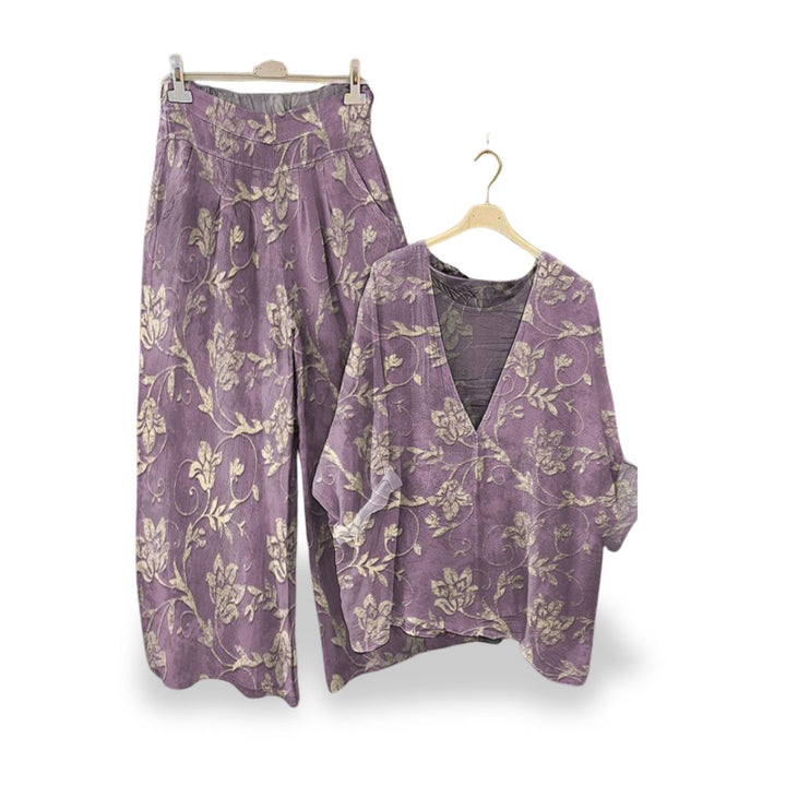 Completo Pantaloni Top Stampa Floreale Donna | Altivaro-Altivaro