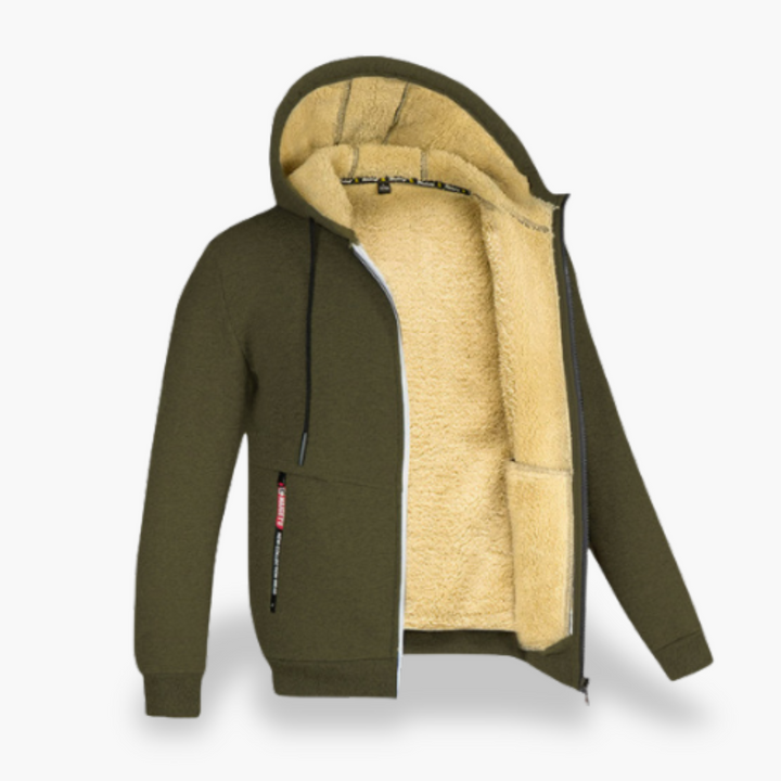 Felpa Uomo Invernale con Cappuccio Zip Foderata in Pile | Altivaro