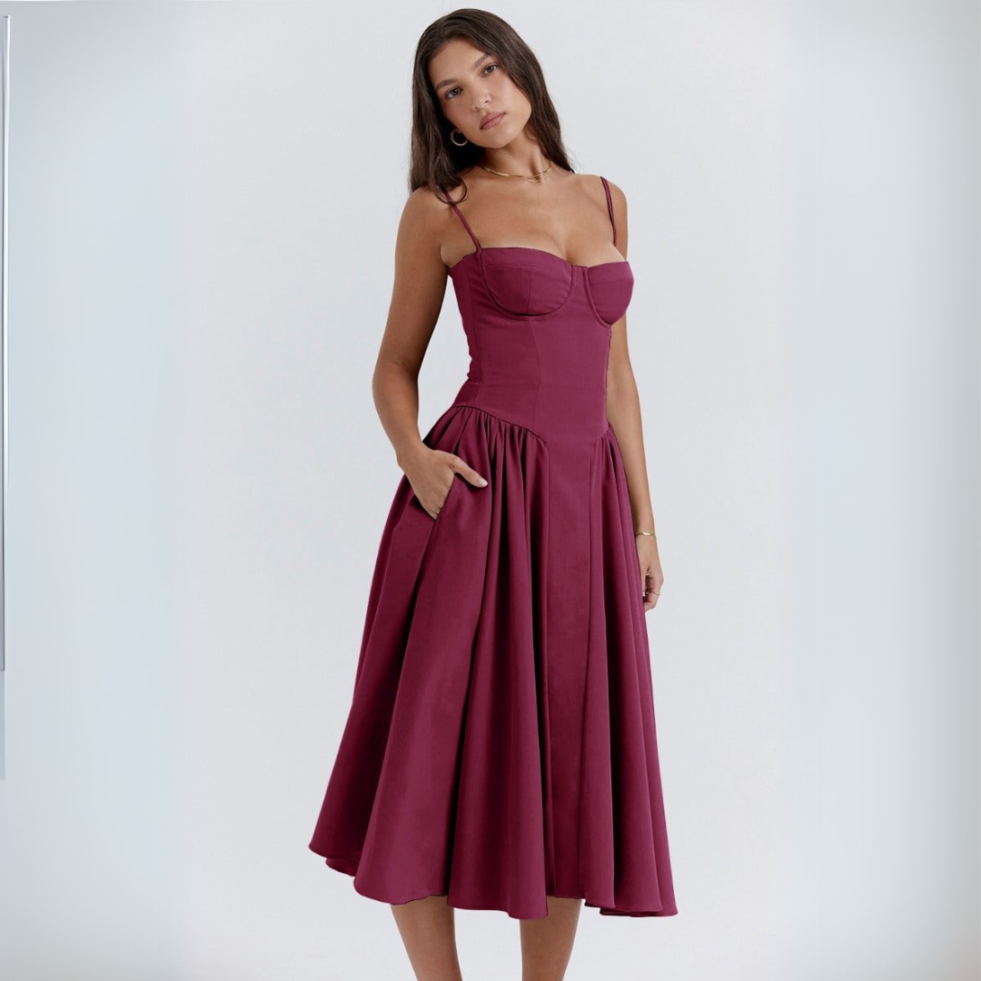 Vestito Midi Donna Bustier Spalline Sottili Festa | Altivaro