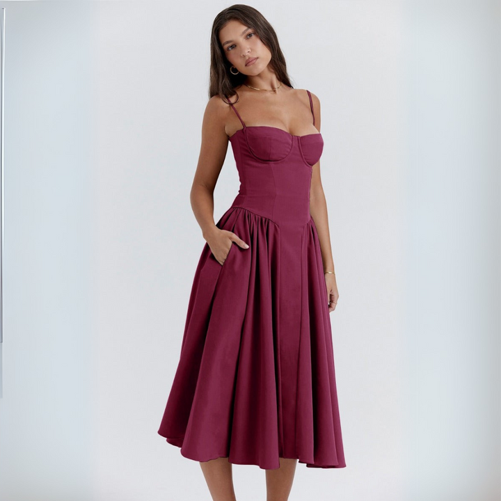 Vestito Midi Donna Bustier Spalline Sottili Festa | Altivaro