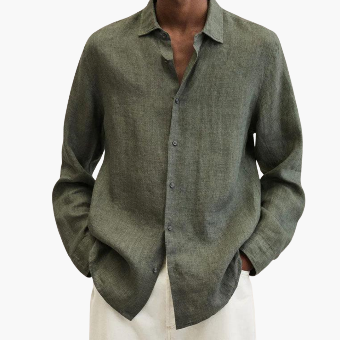 Camicia Uomo Lino Manica Lunga Casual Estiva Traspirante | Altivaro