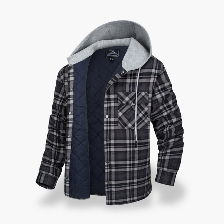 Men's Winter Plaid Jacket Lined with Hood | Altivaro