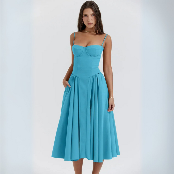 Vestito Midi Donna Bustier Spalline Sottili Festa | Altivaro