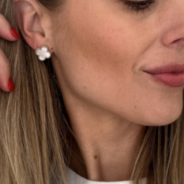 Orecchini Fiore con Bordo Dorato | Altivaro