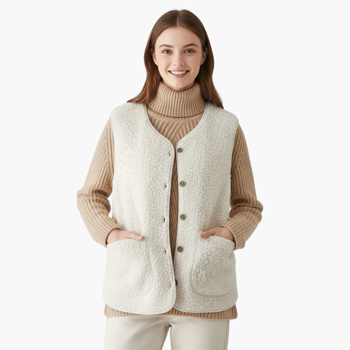 Gilet Donna in Pile con Bottoni e Tasche Laterali | Altivaro