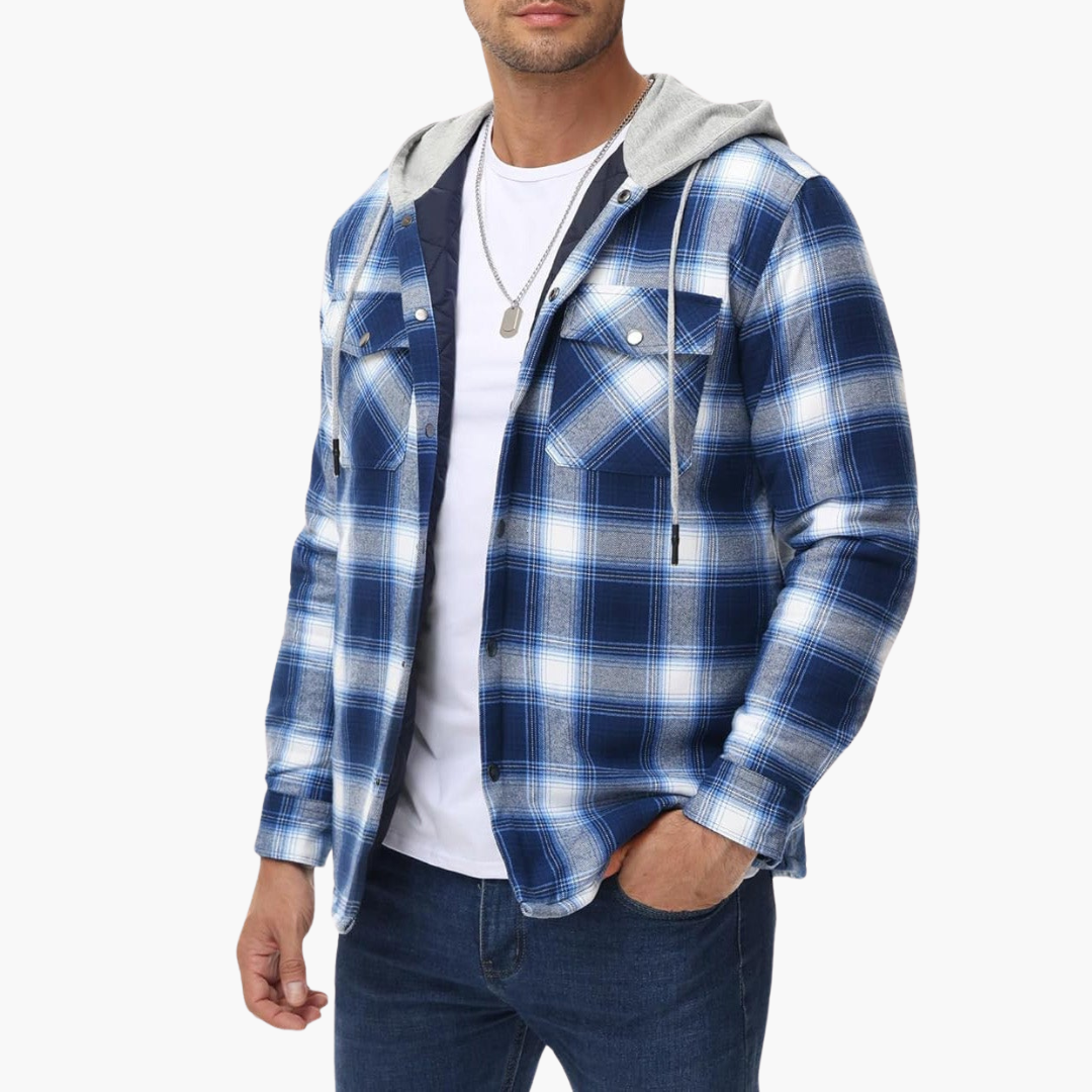 Men's Winter Plaid Jacket Lined with Hood | Altivaro