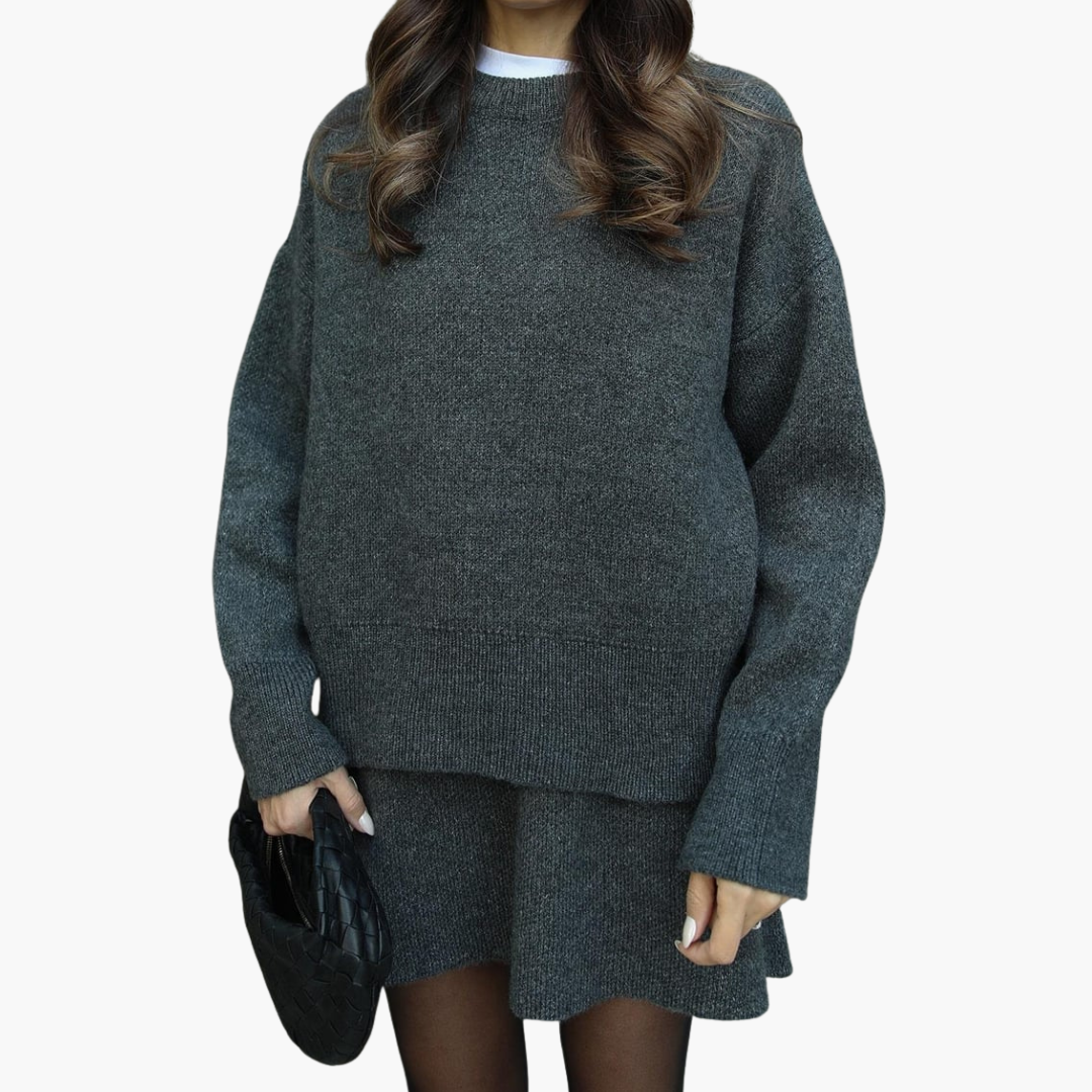 Completo Donna Maglia e Gonna Antracite Lana Sintetica Invernale | Altivaro
