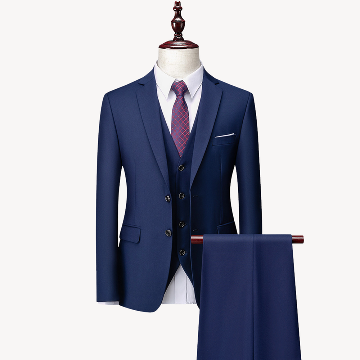 Abito Uomo Elegante 3 Pezzi Slim Fit Poliestere Blu Petrolio Cerimonia | Altivaro-Altivaro