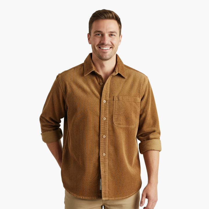 Camicia in velluto a coste con tasche da uomo, tessuto rinforzato e cuciture | Altivaro