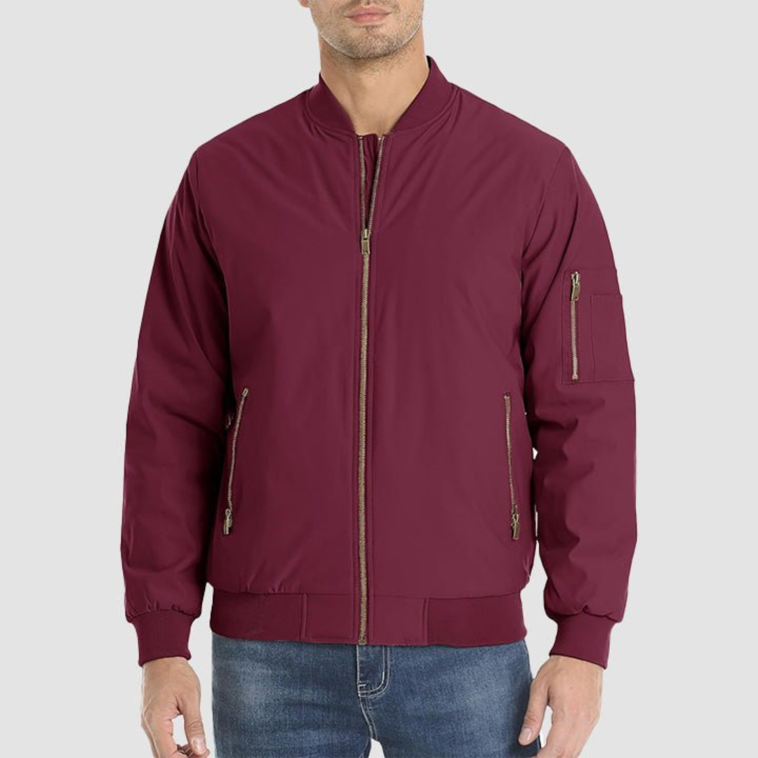 Men's Bomber Jacket with Quilted Lining and Zip Pockets | Altivaro