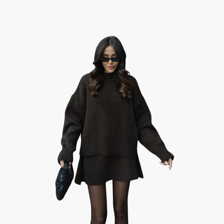 Completo Donna Maglia e Gonna Antracite Lana Sintetica Invernale | Altivaro