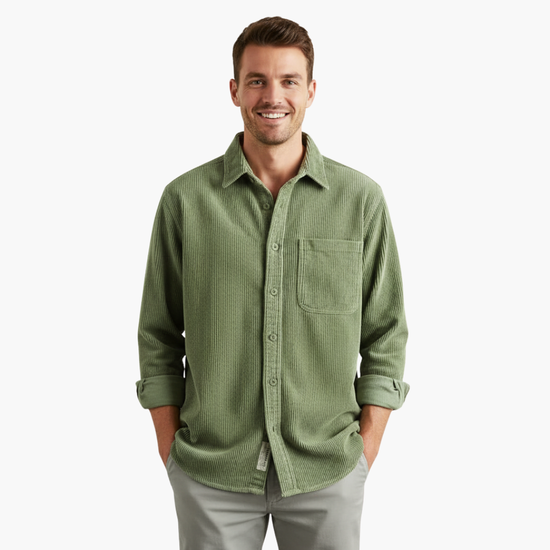 Camicia in velluto a coste con tasche da uomo, tessuto rinforzato e cuciture | Altivaro