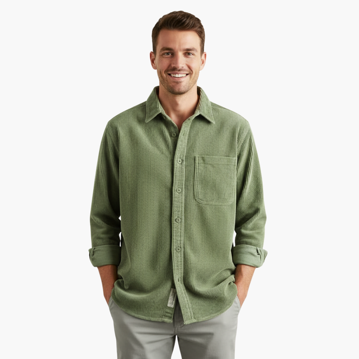 Camicia in velluto a coste con tasche da uomo, tessuto rinforzato e cuciture | Altivaro