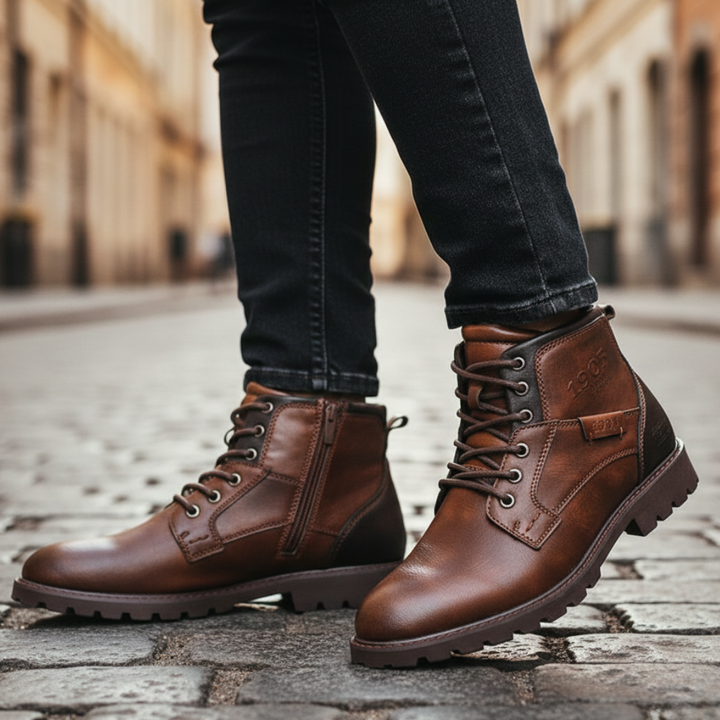 Orthopädische Herren-Stiefeletten mit Schnürsenkeln und Reißverschluss | Altivaro