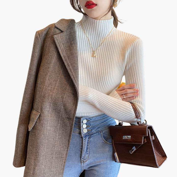 Maglione Donna a Righe con Collo Alto | Altivaro