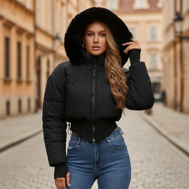Damen Winterjacke Gefüttert mit Kapuze und Kunstpelz | Altivaro