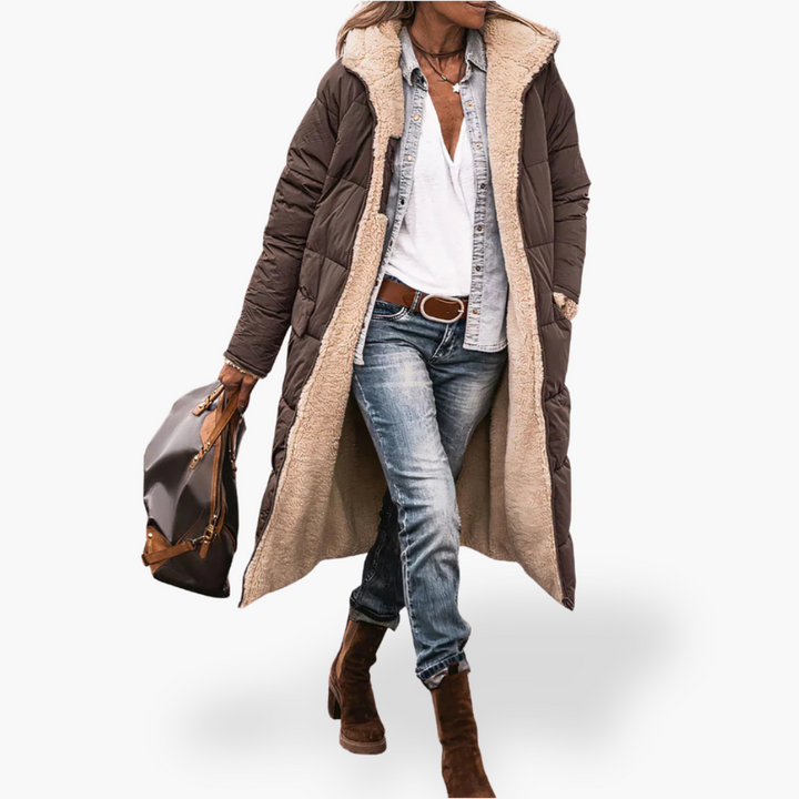 Giacca da donna Invernale Padded e Reversibile con Cappuccio e Pelliccia | Altivaro