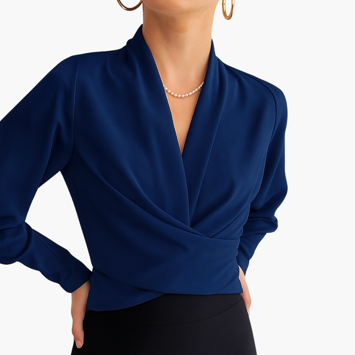 Elegant Crossed Long Sleeve Women's Blouse | Altivaro