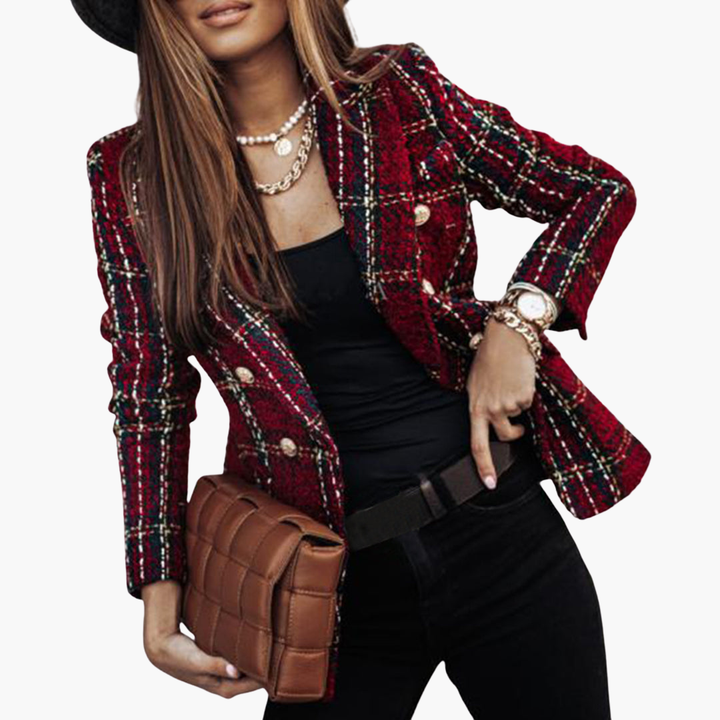 Women's Tweed Blazer with Double-Breasted Buttons | Altivaro