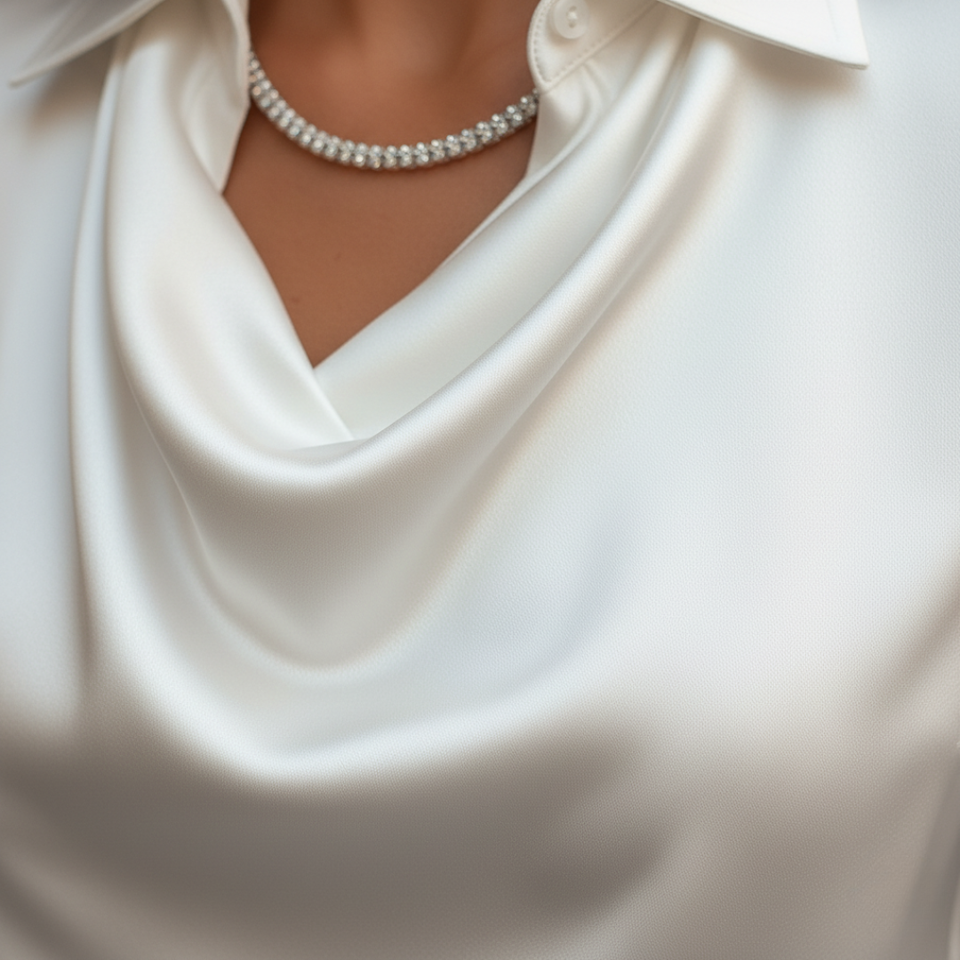 Damen Satinhemd mit Kragen und langen Ärmeln | Altivaro