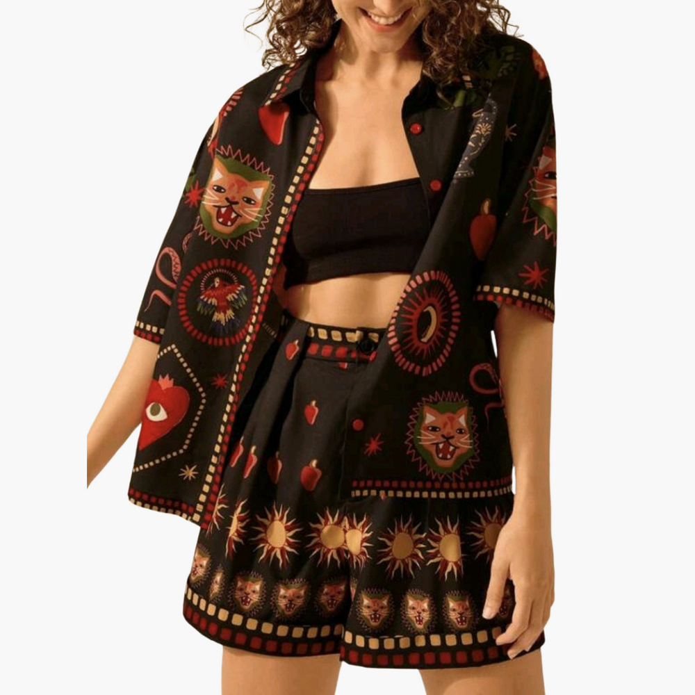 Completo Donna Floreale Manica Corta Casual Elegante | Altivaro-Altivaro