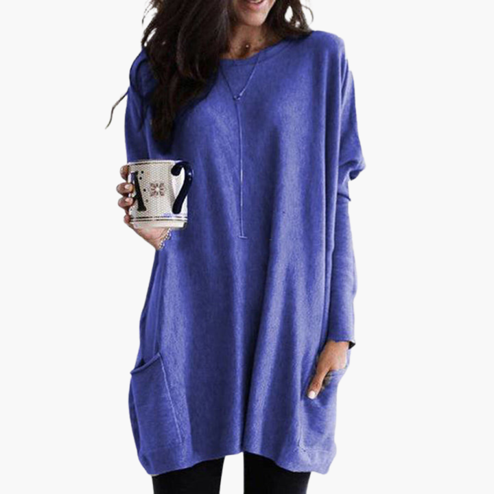 Maglione Lungo Donna Casual in Cotone con Tasche | Altivaro