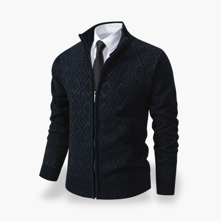 Cardigan Design a Diamante con Zip da Uomo | Altivaro