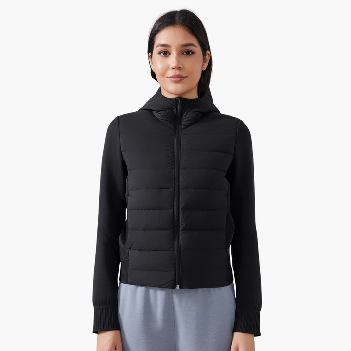 Giacca Donna Ibrida Piumino Softshell Leggera con Cappuccio | Altivaro