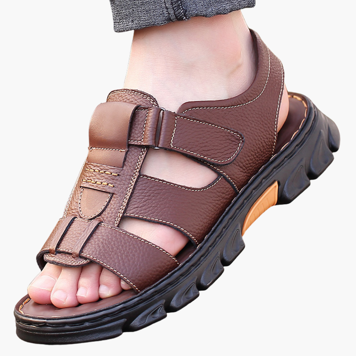 Sandali Uomo Ortopedici Neri Pelle Sportivi Comfort | Altivaro-Altivaro
