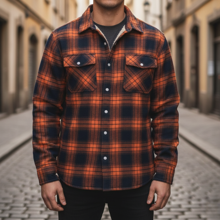 Herrenhemd aus Polyester und Baumwolle mit Karomuster | Altivaro