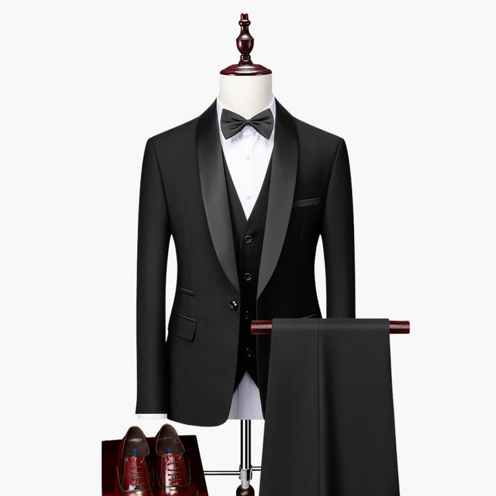 Smoking Uomo 3 Pezzi Cerimonia Slim Fit Raso | Altivaro
