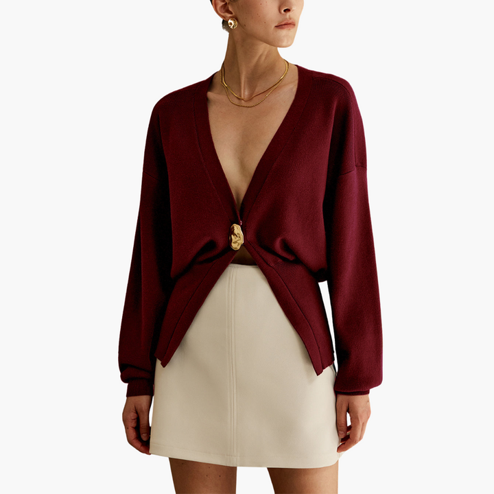 Women's Long Knit Cardigan with Front Closure | Altivaro
