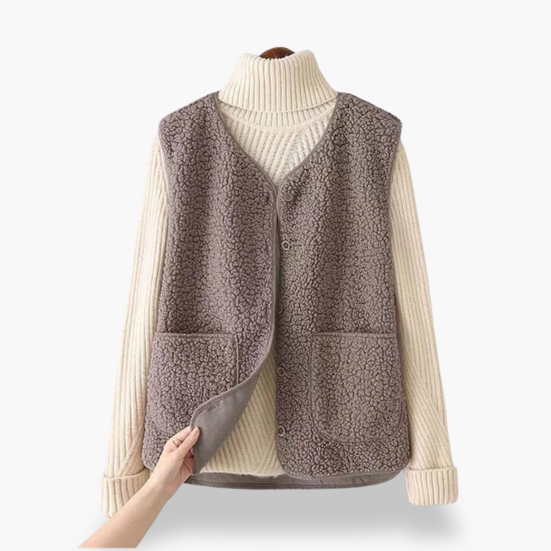 Gilet Donna in Pile con Bottoni e Tasche Laterali | Altivaro