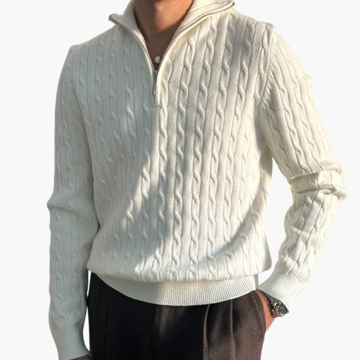 Maglione da Uomo a Treccia con Mezza Zip | Altivaro