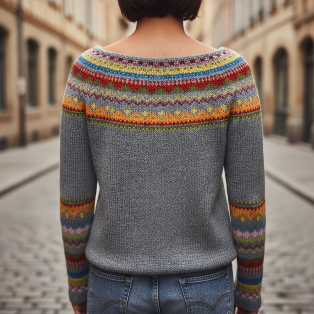 Maglione Donna Grigio Fair Isle Righe Nordic | Altivaro