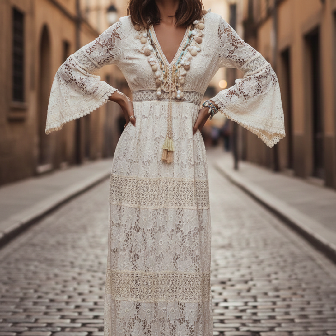 Women's Maxi Dress in Boho Lace | Altivaro