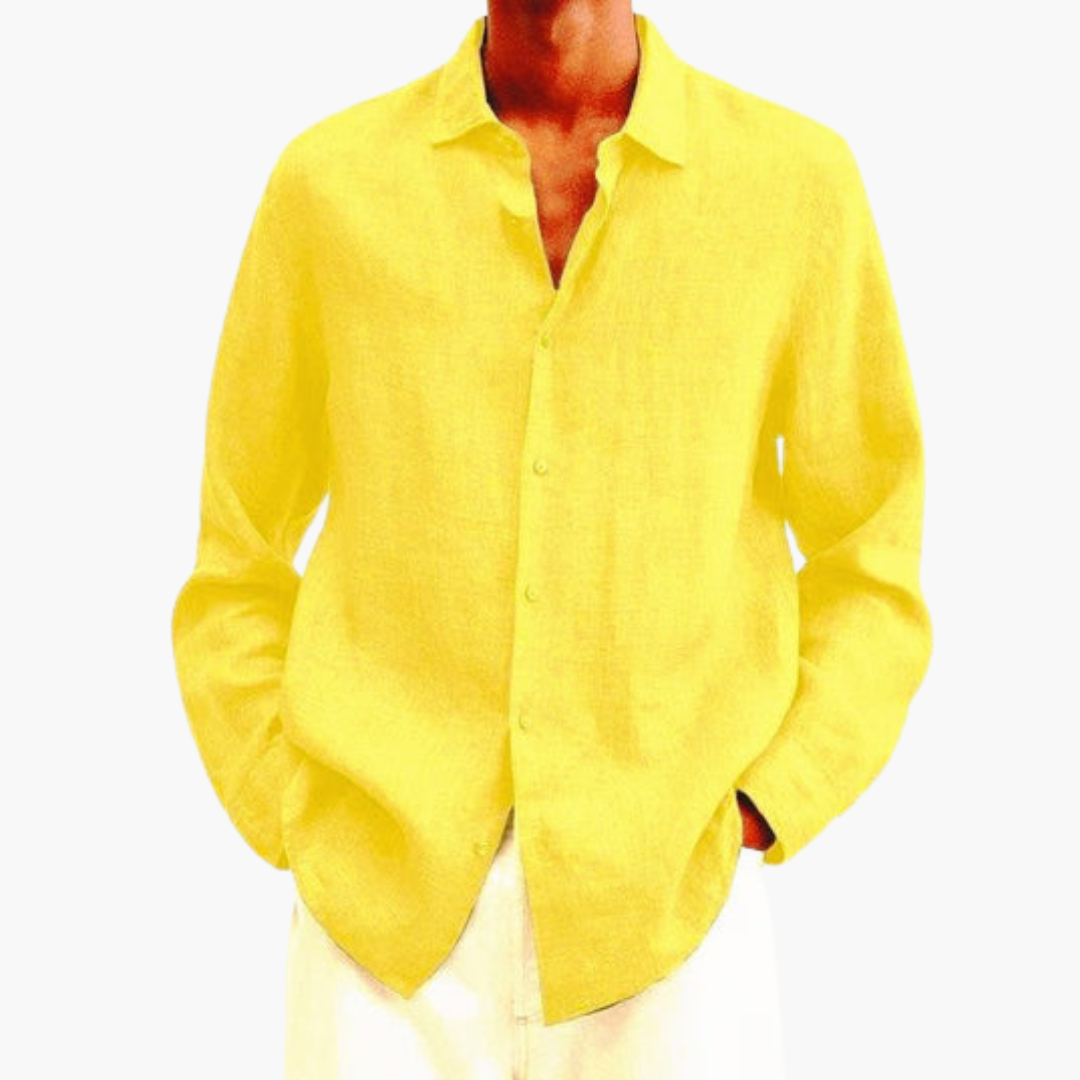 Camicia lino uomo manica lunga slim fit estiva | Altivaro